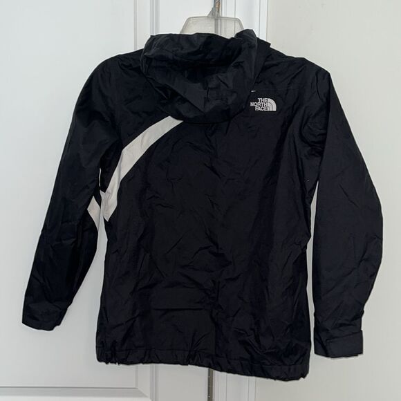 Girls Hooded Black/White North Face Hyvent rain waterproof Parka coat jacket M - Picture 5 of 9